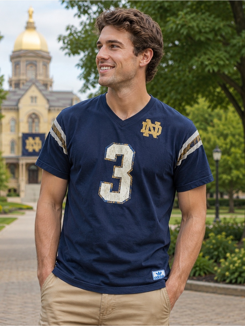 Adidas Notre Dame Fighting Irish #3 Football Jersey Tee Navy Men’s XL